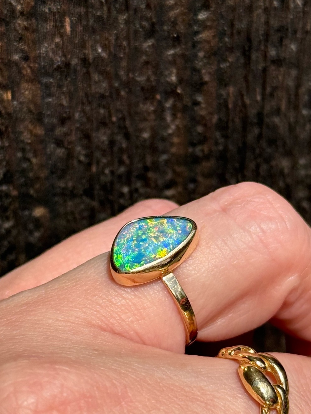 Custom 14k Gold Australian Opal Ring